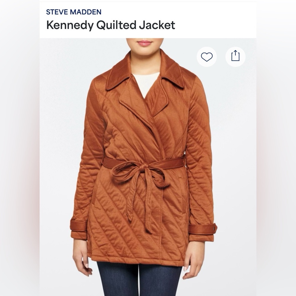 Steve Madden Women's Quilted Belted Jacket - Brown